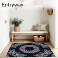 thumbnail image 3 of ODIKA 6'x9' Machine Washable Non-Slip Area Rug, Winter Wreath Design Entry featuring Frosted Branches High Traffic Rug with Pad, Black, 731876, 3 of 8