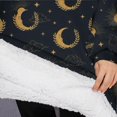 thumbnail image 3 of Oversized Wearable Blanket Hoodie,Dark Blue Sun Moon Wreath Pattern Sherpa Blanket Hoodie with Super Pockets,Super Warm Fuzzy Pullover for Women & Men, 3 of 6
