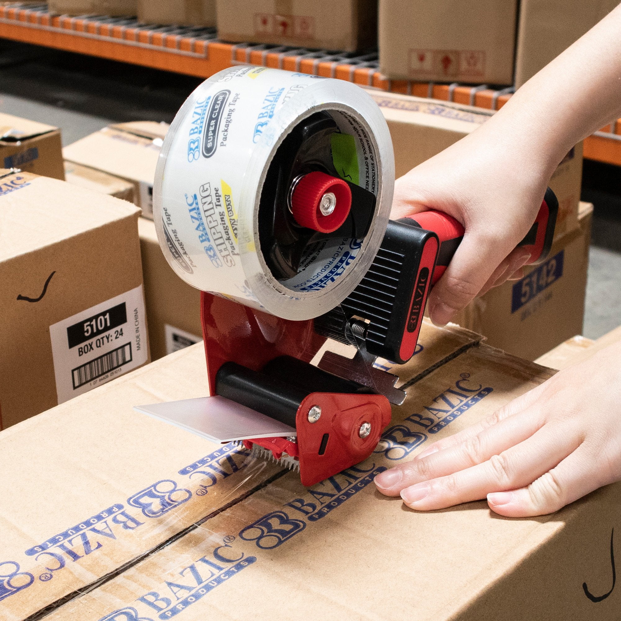 Bazic 2" Handheld Packing Tape Dispenser Red 2/Bundle (BAZ991-2)