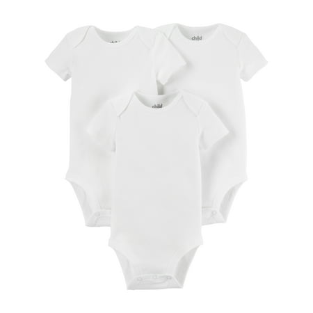 Child Of Mine By Carter's Short Sleeve White Bodysuits, 3Pk (Baby Boys Or Baby Girls, Unisex), Preemie, White