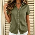thumbnail image 5 of Women's Short Sleeve Button Down Shirt Casual Stretch Blouse with Collar, 5 of 6