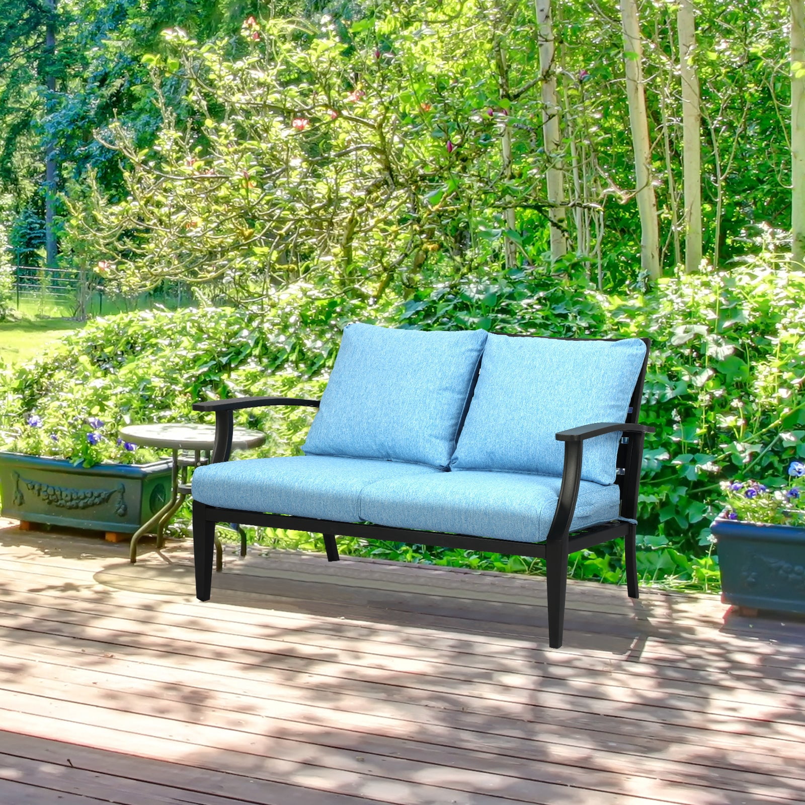 Aoodor 25" x 25" Patio Deep Seat Cushion Set, Water Resistant & Fade Resistant Outdoor Furniture Cushions with Adjustable Straps for Patio, Deck, Garden