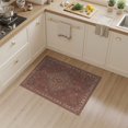 thumbnail image 2 of ODIKA 3'x5' Washable Area Rug Non-Slip, Flatweave, Easy Care Kilim Navy Faded Farmhouse Geometric Motif Frame Distressed Vintage for Hallway, Laundry Room, 2 of 7