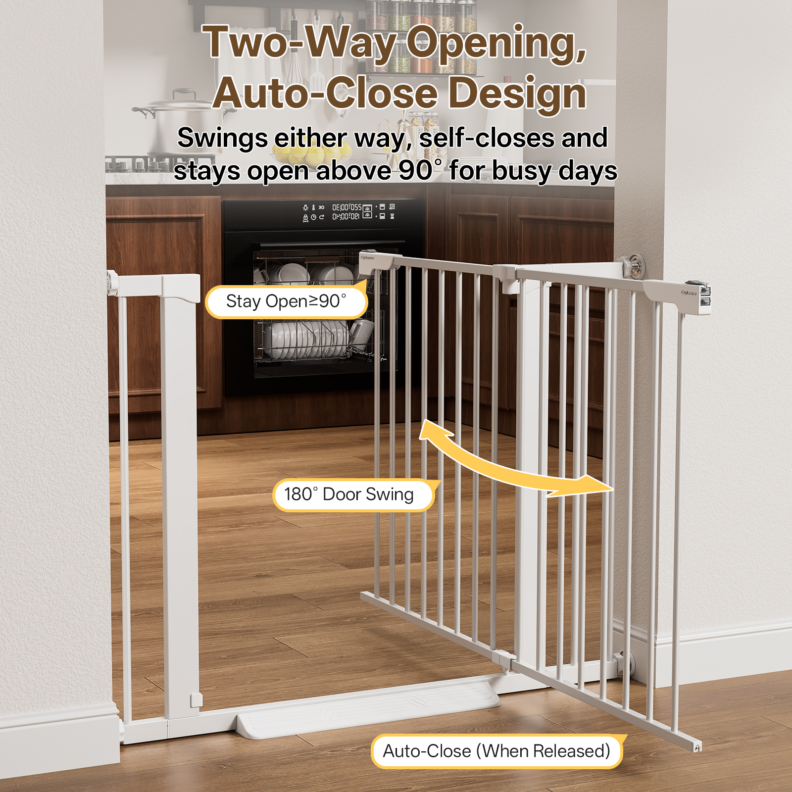 Ophanie Extra Wide Metal Safety Gate, 29.6-39.1", White photo 6
