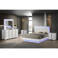 thumbnail image 5 of White Wood Lacquer Platform Queen Size Bedroom Set with Blue LED Lighting, 5 of 5