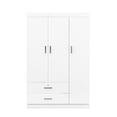 thumbnail image 4 of UBesGoo 3-Door Wardrobe, Wide Armoire with 2-Drawers, Clothing Rod and 3-Shelves in White, 4 of 10