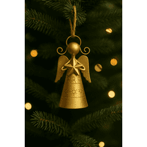 Metal Angel Bell Ornament Set, Gold Finish, 4 Count