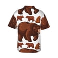 thumbnail image 3 of Brown Bears Hawaiian Shirts For Men, Summer Short-Sleeve Relaxed-Fit Button-Down Shirts Large, 3 of 9
