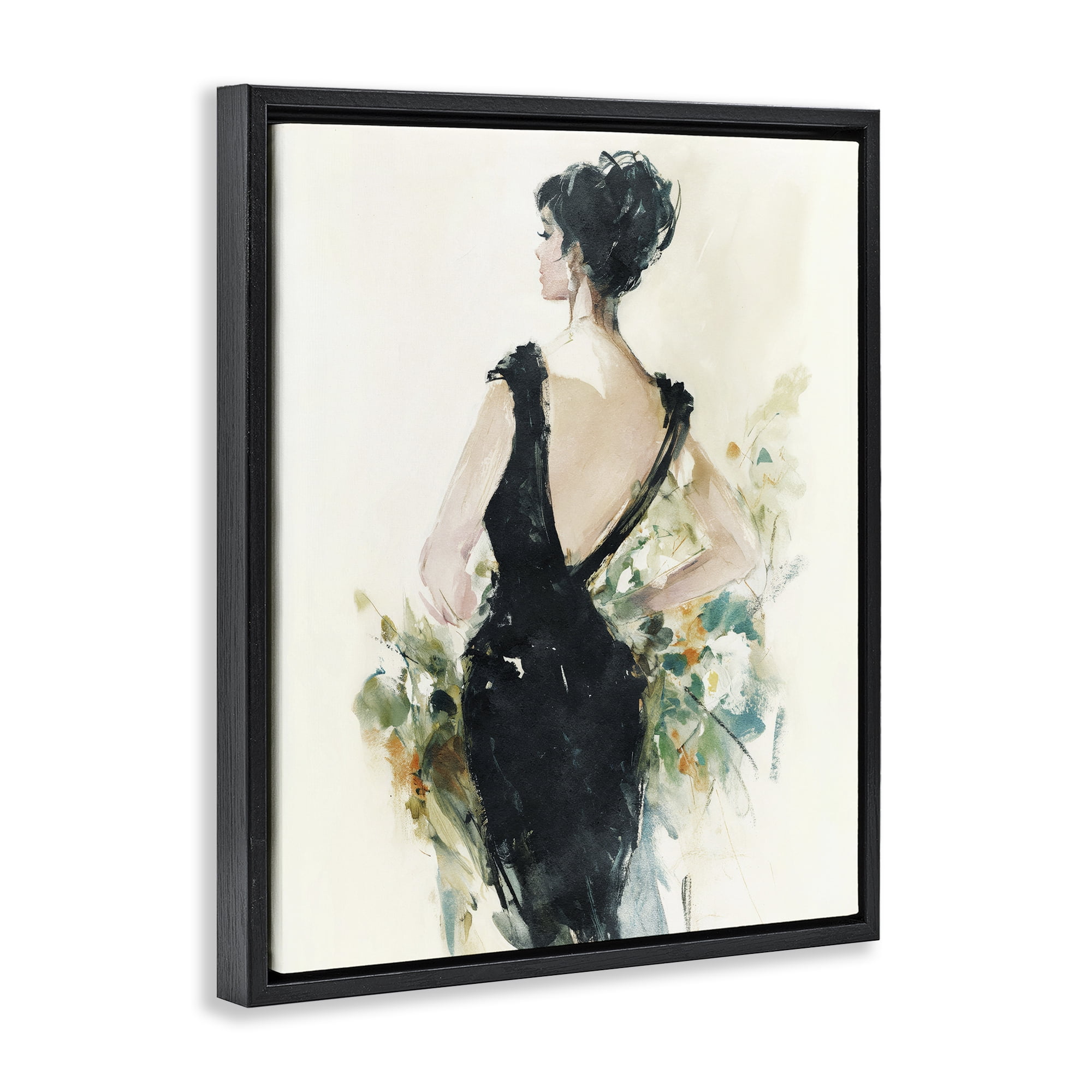 Stupell Industries Backless Reverie Gown Black Framed Floater Canvas Wall Art, design by Svetlana Aleynikova