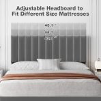 Queen Size Bed Frame with Adjustable Headboard,Velvet Upholstered Platform with Wooden Slats Support No Box Spring Needed Easy Assembly Noiseless Grey