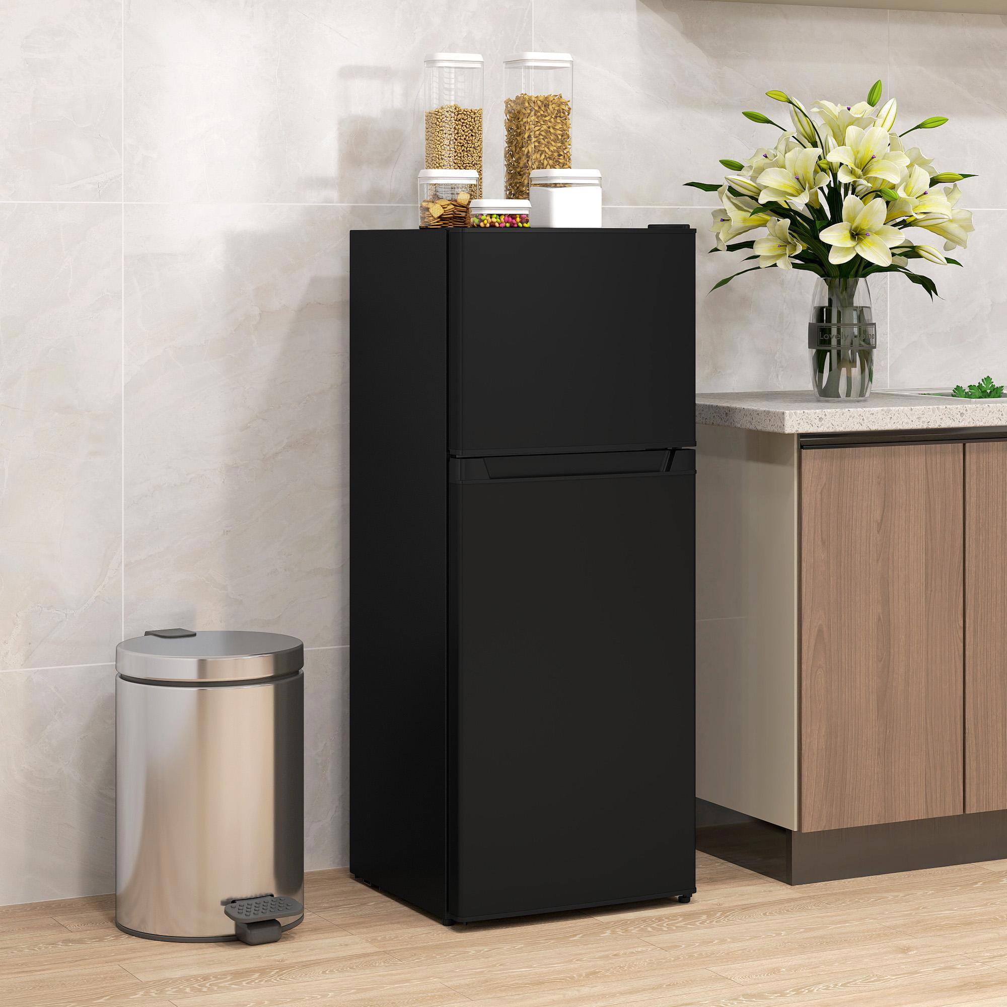 Resenkos Small Fridge with Freezer, 4 Cu Ft Refrigerator with Reversible Doors, Versatile Storage for Home & Office Use，Black