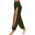 thumbnail image 2 of High Slit Harem Pants Women Hippie Harem Pants Trousers Green M, 2 of 7