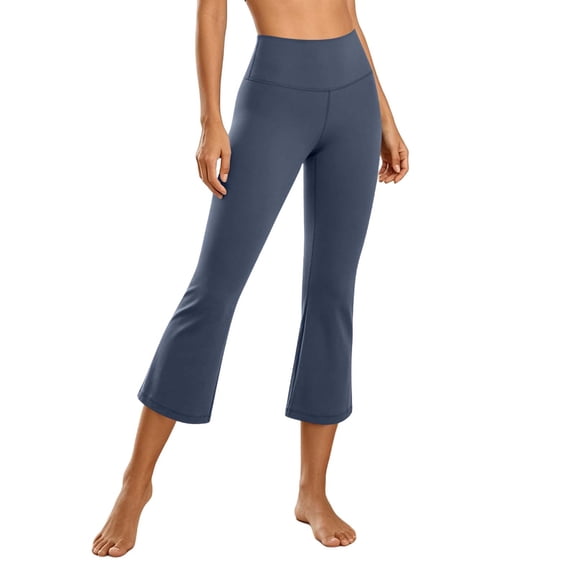 SAWOBUUN Womens High Waisted Capri Yoga Pants Bootcut Flare Cropped Leggings Tummy Control Stretch Workout Capris for Gym Yoga Running