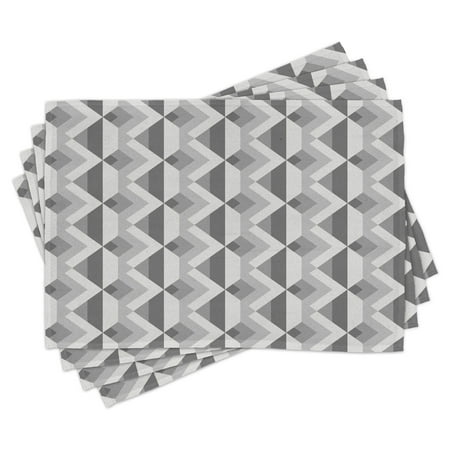 

Grey Placemats Set of 4 Triangles with Parallel Lines in Dark and Retro Minimalist Pattern Work of Art Print Washable Fabric Place Mats for Dining Room Kitchen Table Decor Ash Shadow by Ambesonne