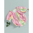 thumbnail image 3 of Bagilaanoe Newborn Baby Girl Rompers Rainbow Striped Print Short Sleeve Bodysuit 3M 6M 12M 18M Infant Summer One Piece Jumpsuit, 3 of 8