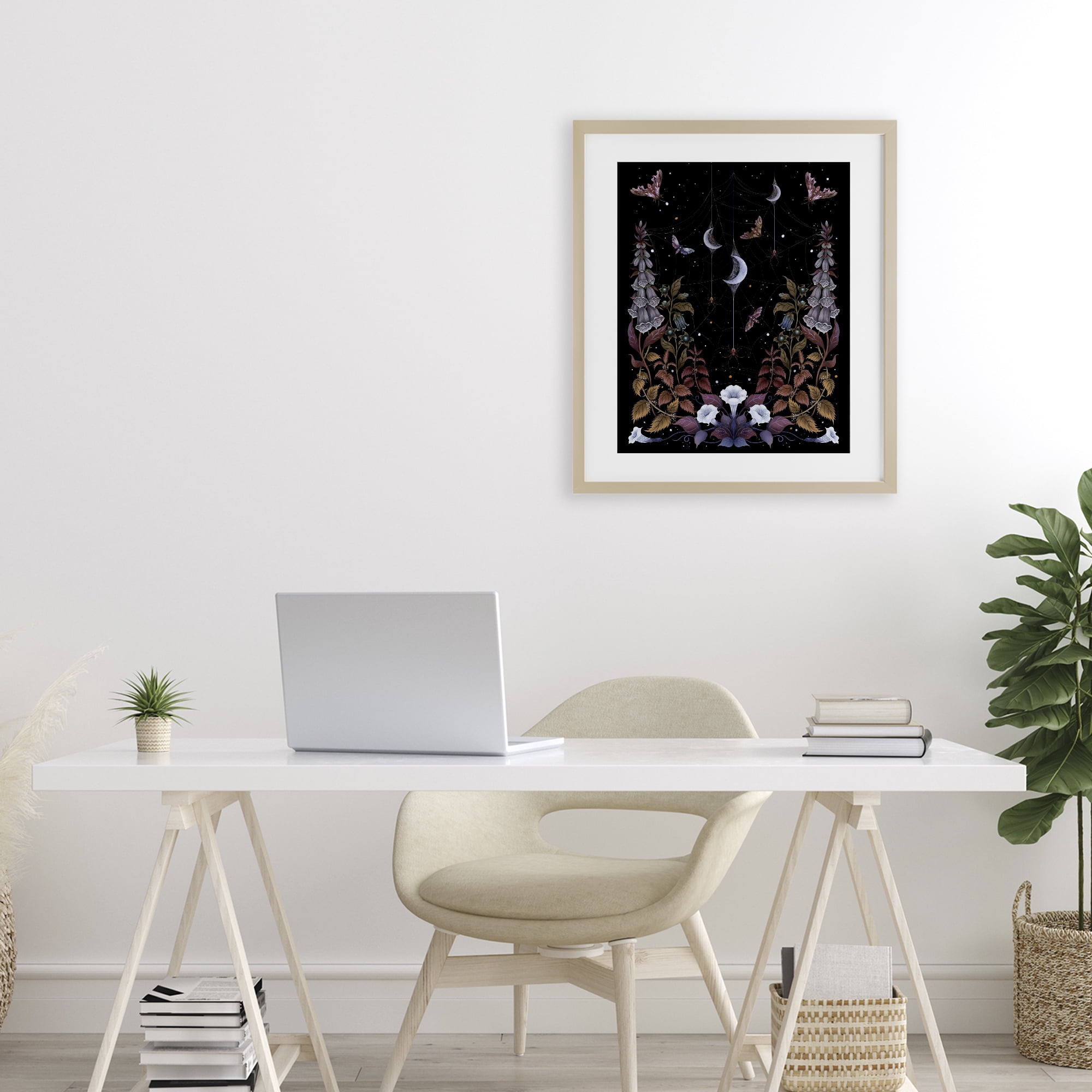 Stupell Industries Witch Garden with Spider Webs Birch Framed Print Under Glass, design by Episodic Drawings