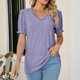 thumbnail image 2 of gakvbuo Womens Tops!Women's Casual Fashion Hollowed Out V-neck Sleeve T-shirt, 2 of 8