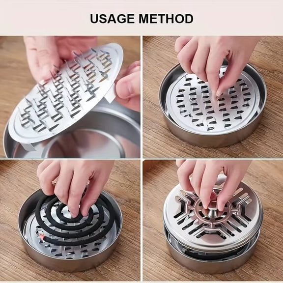 1pc/2pcs Fireproof Mosquito Coil Set with Metal Holder & Ash Catcher - 8-Hour Slow Burn Citronella Coils for Indoor/Outdoor