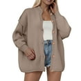 thumbnail image 2 of GEWSEY Womens Cropped Cardigan Knit Button Up Sweater 2025 Fall Lantern Sleeve Jacket Coats (Khaki, S), 2 of 7
