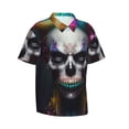 thumbnail image 2 of Daiia Modern Abstract Colorful Skull C Hawaiian Shirt for Men Gentle Cotton Regular Short Sleeve Casual-XX-Large, 2 of 9