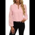 thumbnail image 1 of Blusas Elegantes e Informales para Mujer, con Mangas Largas Transparentes y Cuello en V, Holgadas y Vaporosas de para el Trabajo y la Oficina. Rosa L, 1 of 9