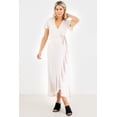 thumbnail image 1 of Maternity Faux Wrap Butterfly Sleeve Dress with Ruffles, 1 of 4