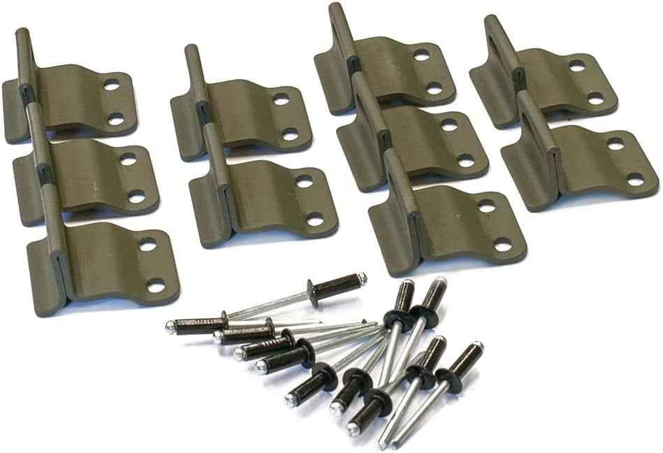 10 Pack, Green, Canvas/ Tarp Tie Down Hook (A), plus Black Rivet kit