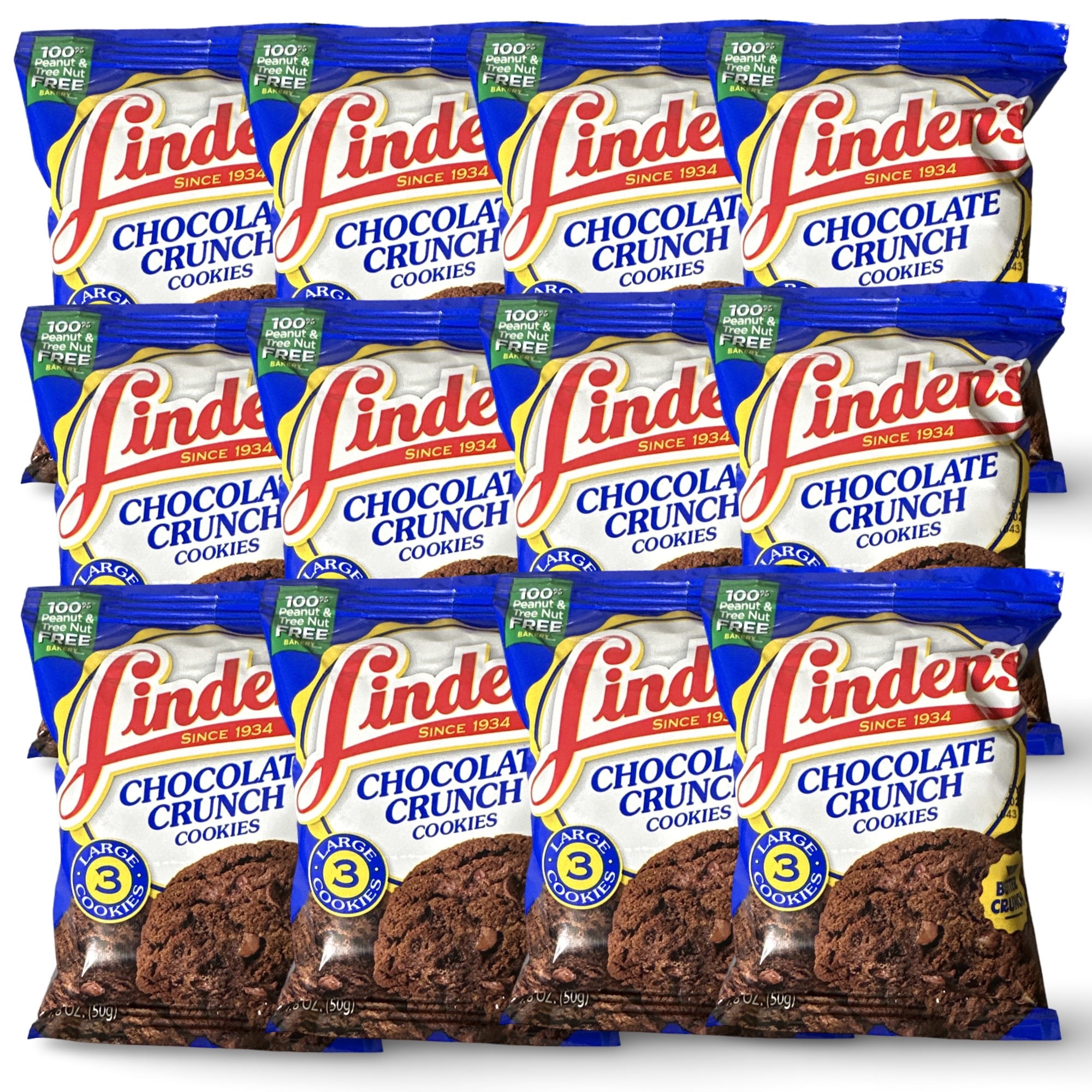 Linden's Chocolate Crunch Cookies, 3 Cookies Per Bag | 12 Pack