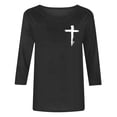 thumbnail image 5 of MaFYtyTPR Women's 3/4 Sleeve T-Shirt Casual Crewneck Printed Loose Pullover Versatile Tops for Daily Wear Z-Black S, 5 of 5