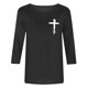 thumbnail image 3 of Mujeres Tres Cuartos de Manga Tops Moda Impresa Suelta Casual Cuello Redondo Suéter Blusa con Mangas 3/4, Mezcla de Poliéster para el Uso Diario de Verano, 3 of 5