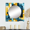thumbnail image 1 of Designart "Harmony In Yellow And Blue Geometric Blocks" 0 Square Mirror For Wall Decor - Large Green Square Printed Wall Mirror Art - Square Modern Mirror - Wall Mounted Square Large Mirror, 1 of 5