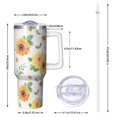 thumbnail image 2 of Sunflower 40oz Tumbler with Handle and Straw, Large Capacity Travel Cup for Hot & Cold Drinks, Double Walled Vacuum Insulated Cup, Butterfly Lover Birthday Gifts for Women Girls, Spring, 2 of 6