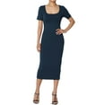 thumbnail image 1 of TheMogan Robe Midi Moulante Crayon en Coton Extensible à Manches Courtes et Encolure Carrée pour Femmes P-TG, 1 of 6