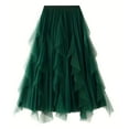 thumbnail image 3 of Wdfiry Flowy Maxi Skirt for Women Summer Casual Irregular Mesh High Waist Midi Skirts Fashion Solid A Line Ruffle Swing Long Skirts, 3 of 7