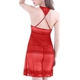 thumbnail image 4 of JSGEK Sexy Babydoll Lingerie Nightgown for Women Halter Neck Sheer Mesh with Lace Trim Mini Dress Intimate Sleepwear Nightwear Red M, 4 of 4
