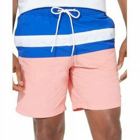 Nautica Men's Colorblocked 8" Swim Trunks T01131 in Pale Coral-Small