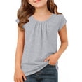 thumbnail image 2 of Karoyedx Kids Tshirts Toddler Girls Short Sleeve Shirts Pleated Neck Cotton T-Shirts Baby Girl Summer Tee Tops Size Grey Size,14-15 Years, 2 of 5