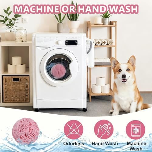 Snuffle Ball for Dogs, Slow Feeder Mental Enrichment Toy, Cute Interactive Puzzle Game for Anxiety Relief & Indoor Fun, Pet Search Game for Small Medium Dogs, Machine Washable Light Red,Medium