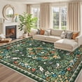 thumbnail image 3 of Nanan 10'x13' Floral Area Rug Distressed Oriental Vintage Carpet, Washable Rug Non Slip Low Pile Indoor Rug for Living Room Farmhouse Home Decor, Green, 3 of 8
