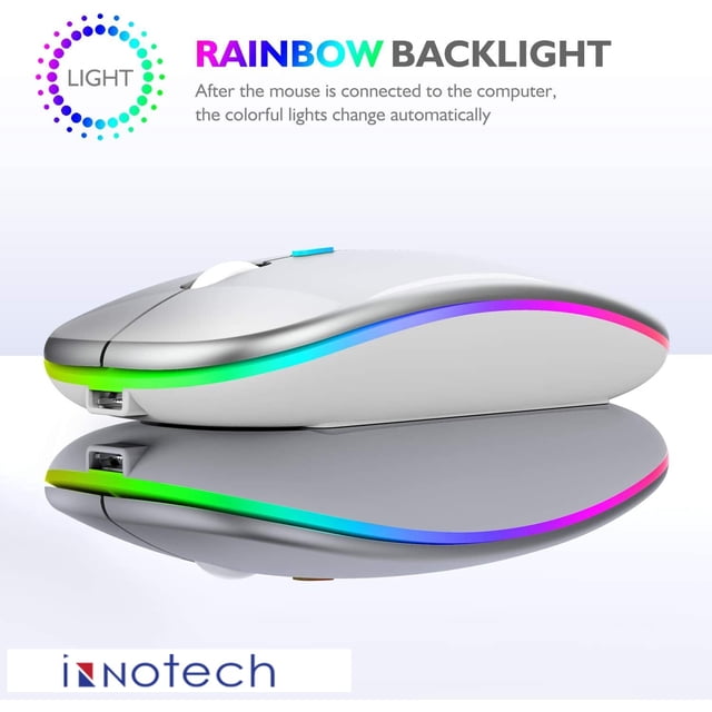 Ratón Inalámbrico Recargable con Bluetooth para MacBook Pro, MacBook Air, Mac, Portátil, Chromebook, Windows, MacBook, HP, PC, DELL