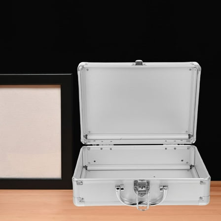 BESTONZON Silver Aluminum Alloy Briefcase with Sturdy Frame for Secure Storage
