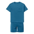 thumbnail image 3 of toraway Costumes pour Hommes Coupe Régulière 42 Mode Costume d'Été Manches Courtes Shorts en Velours Côtelé Décontracté Robe Col Rond Poche Haut Shorts à Cordon Style Confort TTG, 3 of 4