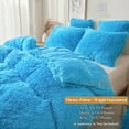 thumbnail image 3 of XeGe Plush Shaggy Duvet Cover Set, Luxury Ultra Soft Fluffy Faux Fur Bedding Sets 3 Pieces Velvet(1 Fuzzy Furry Comforter Cover + 2 Faux Fur Pillow Cases), Zipper Closure (King, Blue), 3 of 7
