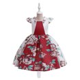 thumbnail image 4 of Felwors Todder Filles Été Volant Manches Fleurs Imprime Princesse Robe Performance Partie Portant, 4 of 5