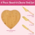 Paris Hilton 4-Piece Cheese Board Set with Large Heart-Shaped, Reversible Bamboo Cutting Board, Pink - image 4 of 8