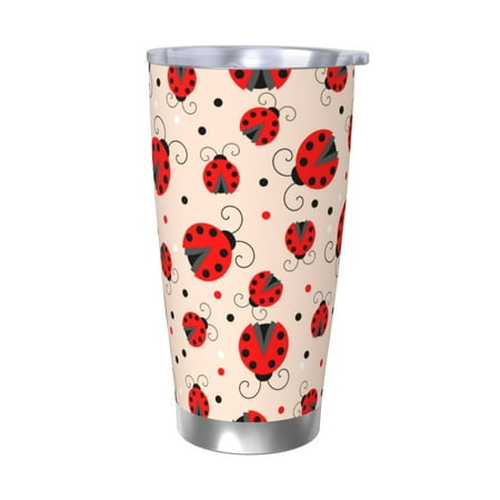 

KLL Red Ladybug Print 40oz Stainless Steel Insulated Car Cup with Spillproof Lid - Keep Your Drink Hot or Cold on the Go-Without Straw