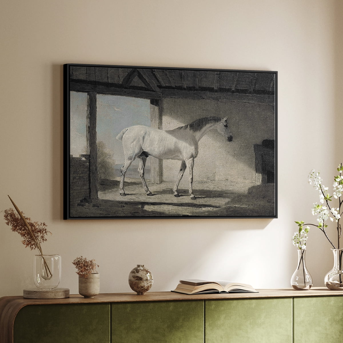 Vintage Animal Print-XLIII By Wexford Home Framed in Black Wood Gallery Wrapped Canvas 17 in. x 25 in.