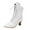 White, variant on Vintage Mid Calf Combat Boots for Women Cocktail Party Medival Leather Pointed Toe Kitten Heel Dress Short Booties AG Size 6