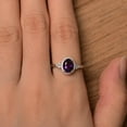 thumbnail image 4 of natural amethyst ring oval cut sterling silver halo engagement ring February birthstone purple gems ring, 4 of 4