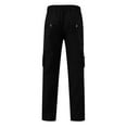 thumbnail image 5 of Black Men's Cargo Pants Men All Season Fit Pant Casual All Solid Color Pocket Trouser Fashion Overalls Beach Straight Leg Fitness Sports Pockets Pant Mens Work Pants, 5 of 6